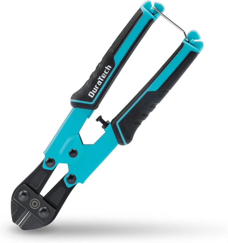 DURATECH 8-inch Mini Bolt Cutter with Bi-Material Ergonomic Handle Grip, Security Lock, Chrome Vanadium Steel Blade for Wire, Cables, Chains, Small Screws - Image 1